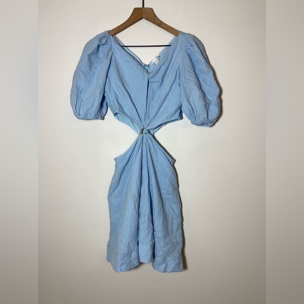 Jonathan Simkhai Swim Women's Helen Cutout Puff Sleeve Mini Dress Blue Size S - Picture 5 of 7